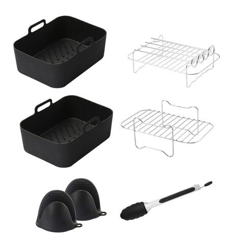 Airfryer Accessory Set - Silicone Liner, Grill, Steam Basket, Baking Tray and Pan - Set of 7
