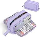 Pencil Case - Large Capacity Pencil Case - Suitable for Girls and Boys - With 4 Compartments - Multifunctional Pencil Case, Stationery Storage Bag, Office Cosmetic Bag - Portable Pencil Case - Suitable for Teens, Adults, Women and Men - Purple