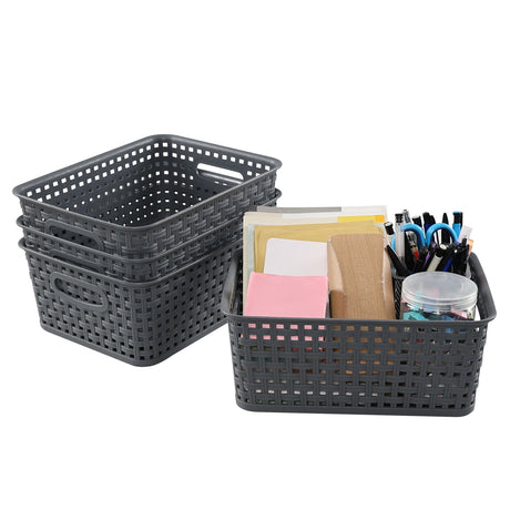 Storage basket - simple office supplies - storage basket - storage box for desk and study room snacks - white