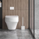 Toilet brush and holder - Deep cleaning silicone toilet brush - Flat toilet brush with long handle - Quick-drying toilet brush and holder - For bathroom - Floor/wall mounted - White - 11*8.5*13.8cm