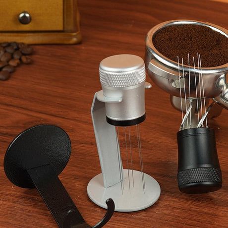 Coffee Mixer - Fabric Mixer with Holder - 6-Pin Coffee Stirrer - Removable and Washable Mixer - Black