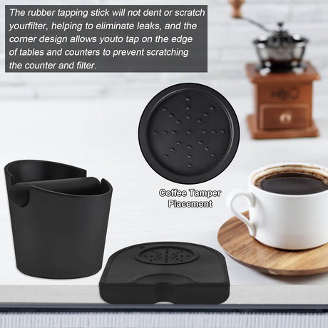 Silicone Coffee Grounds Container + Coffee Mat - Suitable for Office and Home - With Removable Tamper and Non-Slip Base
