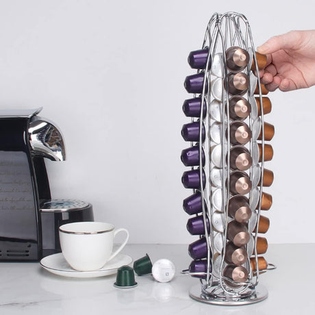Coffee capsule holder - 40 capsules Coffee pod holder - Coffee pod holder - Silver