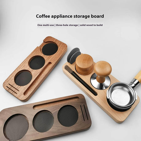 Tamper - Adjustable base with anti-slip bracket - Suitable for espresso machines - Walnut - 51 mm