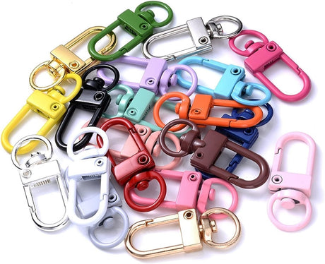 Colorful Key Ring with Lock - Metal Carabiner - Keyring - Car DIY Jewelry Accessories - Pack of 30 (Color: Random)
