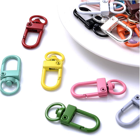 Colorful Key Ring with Lock - Metal Carabiner - Keyring - Car DIY Jewelry Accessories - Pack of 30 (Color: Random)