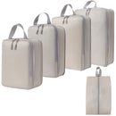 Compression Storage Bag Set - Suitable for Suitcases, Backpacks, Duffel Bags, Essential Holiday Travel Accessories - Beige - Set of 5