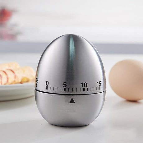 Egg Timer - Kitchen Timer - Analogue Kitchen Timer - Mechanical Kitchen Timer - Timer - Egg - Stainless Steel