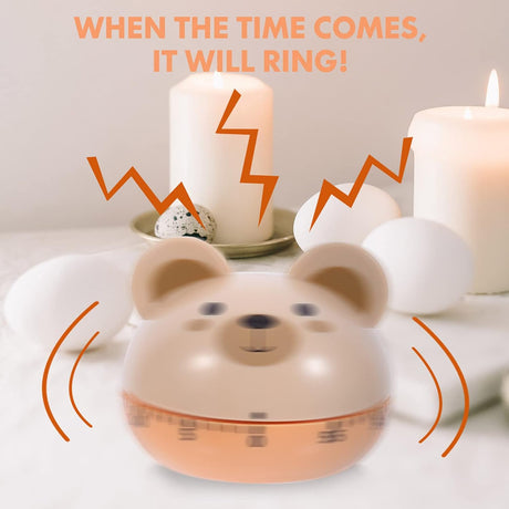 Egg Timer - Timer - Cartoon Bear Kitchen Reminder Timer - Mechanical Timer Kitchen Food Timer - Kitchen Countdown Timer - Digital Kitchen Timer - Working Cooking Utensils - Metal Interior Modeling - 1 Piece