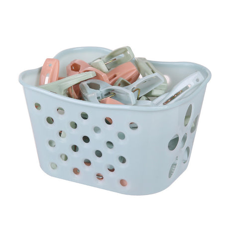 Clothes pegs - Windproof plastic clothes pegs for outdoor use with storage basket - Suitable for sheets, underwear and socks - 30 pieces