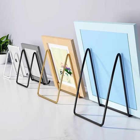 Photo Frame Stand - Set of 4 - Medal and Certificate Stand - Creative Standing Glass Photo Stand - Black