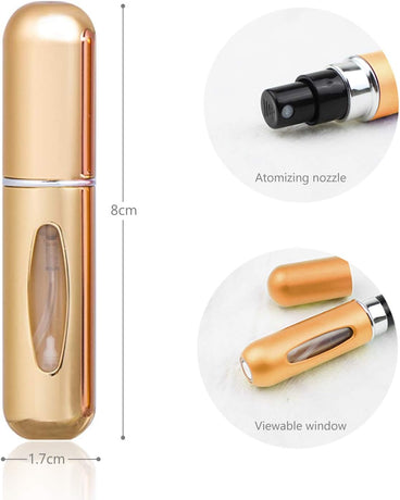 Perfume Spray Bottle 5ml - Mini Travel Atomizer Bottle - Empty Atomizer Bottle with Filling Opening - With Viewing Window - Wallet-Friendly Essential Oil Toner Aftershave - Pack of 5