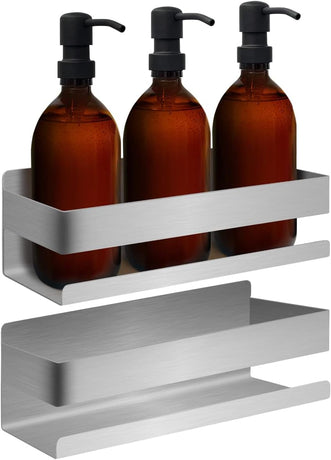 Shower Shelf - No Drilling Required - Strong 3M Self-Adhesive Wall Shelf No Drilling Required - Stainless Steel - Neat Storage Basket for Shampoo and Gel - Shower Organizer - 1 Pack Silver