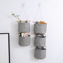Hanging Storage Bag with Pockets - Hanging Storage Bag in Cotton and Linen - Over-the-Door Wall Organizer - Suitable for Bedroom and Bathroom - 3 Layers - Gray
