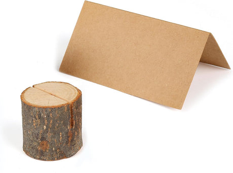 Wooden Place Cards (20) + Kraft Cards (20) - Wooden Card Holders - Wooden Place Cards - Rustic Wooden Photo Holders - Wedding Decorations