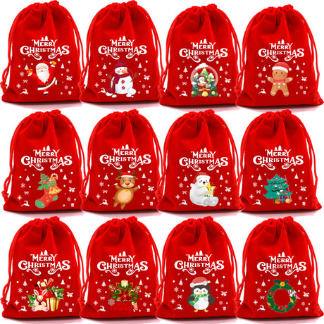 Gift bag - Christmas gift bag - Christmas candy bag - Peace Apple packaging bag - Apple bag - Random style - Red - 12 pieces