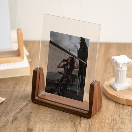 Photo Frame - Solid Wood Photo Frame - Acrylic - Table Decoration - Creative Gift Ornaments - U-Shaped Photo Frame - 178*127mm