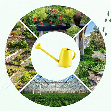 Plastic watering can - Plastic sprayer - Durable garden watering can - For plants and flowers - Easy-to-pour watering can for outdoor and indoor use - 1.8L Yellow
