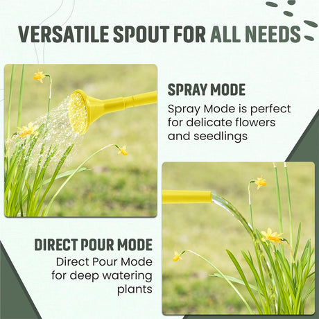 Plastic watering can - Plastic sprayer - Durable garden watering can - For plants and flowers - Easy-to-pour watering can for outdoor and indoor use - 1.8L Yellow