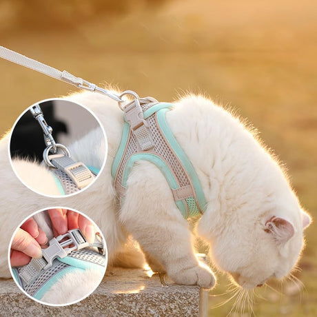 Cat Harness - Cat Harness and Leash Set - Soft, Adjustable, Escape-Proof Cat Leash - Breathable, Comfortable Vest for Easy Putting on, Suitable for Small Dogs and Kittens, Suitable for Outdoor Walks - Yellow XS