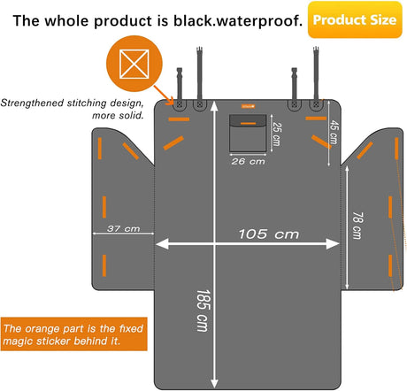 Dog Blanket Car Back Seat - Dog Trunk Liner - Non-Slip & Waterproof Backseat Cover for Pets - Durable Washable Trunk Liner for Travel - Suitable for Small and Medium Cars and Trucks - Black