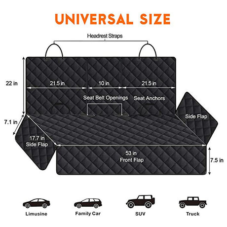 Dog Blanket Car Back Seat - Dog Car Seat Cover - Dog Back Seat Cover - Car Seat Protector - Waterproof Car Seat Cover - Non-Slip Back Seat Cover - Fits Most Cars, Trucks, and Center Armrests - Black