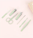 Manicure Set - Nail Clipper Set - Pedicure Care Tools - Travel Beauty Tools Made of Stainless Steel - 7 Pieces - Green