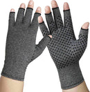 Rheumatism Gloves - Compression Gloves - Unisex - Osteoarthritis - Rheumatism - Arthritis - RSI - Carpal Tunnel Syndrome - L - Heather Grey Half Finger Gel