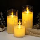LED electronic candles, plastic candles, candle holders, flameless fireplaces, suitable for all kinds of festivals, 3 different sizes (5.5*10cm, 5.5*12.5cm, 5.5*15cm)
