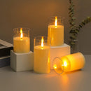LED electronic candles, plastic candles, candle holders, flameless fireplaces, suitable for all kinds of festivals, 3 different sizes (5.5*10cm, 5.5*12.5cm, 5.5*15cm)