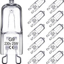 Halogen lamp - G9 Clear halogen lamp - Warm yellow light - 230V 25W - Suitable for pendant lamps - 10 pieces