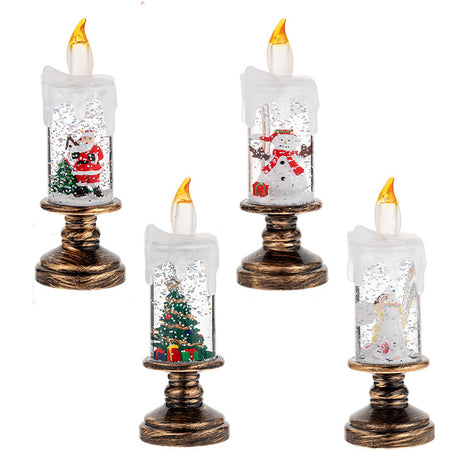 LED Candles - LED Christmas Flameless Candle Lamp - Suitable for Home Decoration - Christmas Snowball Candle - Rotating Candle Desk Night Light - Christmas Window Candle Holder - Battery Operated - Santa Claus