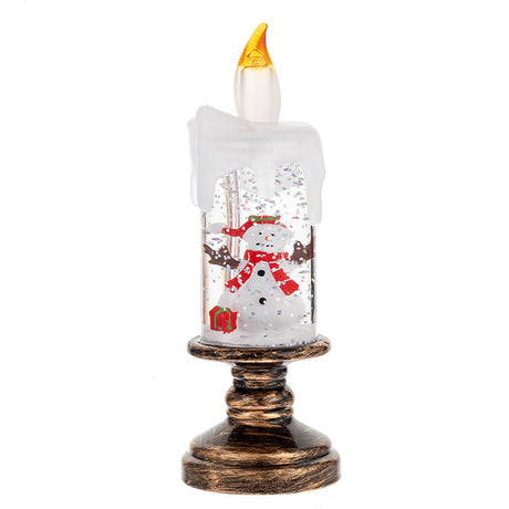 LED Candles - LED Christmas Flameless Candle Lamp - Suitable for Home Decoration - Christmas Snowball Candle - Rotating Candle Desk Night Light - Christmas Window Candle Holder - Battery Operated - Snowman