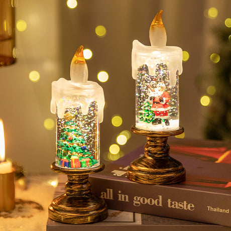 LED Candles - LED Christmas Flameless Candle Lamp - Suitable for Home Decoration - Christmas Snowball Candle - Rotating Candle Desk Night Light - Christmas Window Candle Holder - Battery Operated - Christmas tree