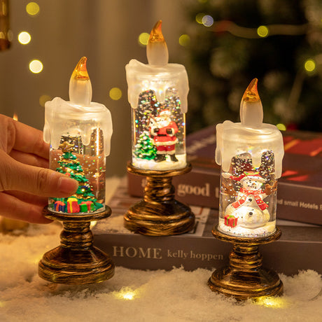 LED Candles - LED Christmas Flameless Candle Lamp - Suitable for Home Decoration - Christmas Snowball Candle - Rotating Candle Desk Night Light - Christmas Window Candle Holder - Battery Operated - Angel