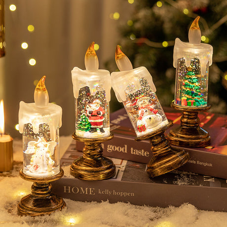 LED Candles - LED Christmas Flameless Candle Lamp - Suitable for Home Decoration - Christmas Snowball Candle - Rotating Candle Desk Night Light - Christmas Window Candle Holder - Battery Operated - Angel