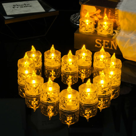LED Candles - Candle Lighting - LED Electronic Candles - Clear Crystal - Proposal Decorative Lighting - Birthday Gift Acrylic Candle Lighting