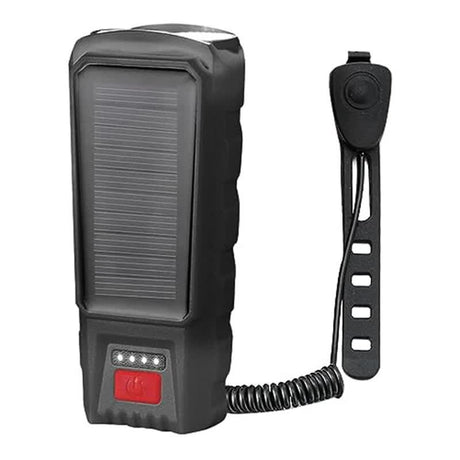 Bicycle Light - Bicycle Front Light - Rechargeable - Solar Powered with High Durability, Dual Lights Ultra-Bright with Horn Function, USB Rechargeable