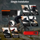 Bicycle Light - Rechargeable Solar Bike Light with 120dB Horn and 1500mAh Battery - USB and Solar Powered Rechargeable, 3 Lighting Modes and 4 Flashing Modes - Waterproof and Durable Bicycle Light for Front and Rear Light