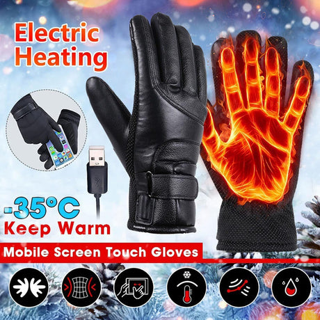 Electric Heated Gloves - USB Rechargeable, Waterproof & Breathable with Adjustable Fit for Skiing, Cycling, Hiking & Outdoor Adventures – Ideal for Cold Weather Conditions