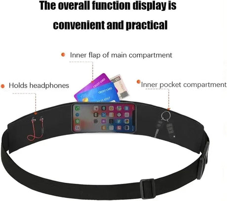 Sports Fanny Pack - Running Belt - Waterproof Waist Bag for Men and Women - Suitable for Money, Phone, Keys, Reflective Strips for Night Running and Cycling, Ideal for Training and Sports Accessories