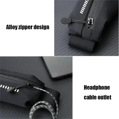Sports Fanny Pack - Running Belt - Waterproof Waist Bag for Men and Women - Suitable for Money, Phone, Keys, Reflective Strips for Night Running and Cycling, Ideal for Training and Sports Accessories