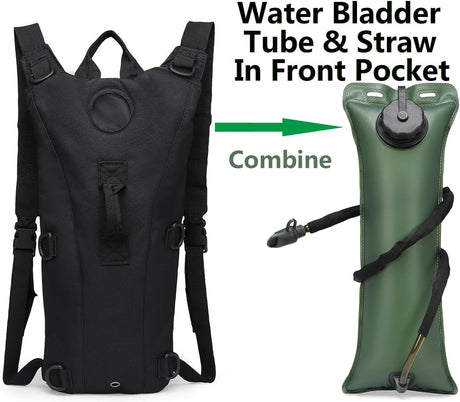 Water Bag–Water Storage–Hydration Backpack–Camping & Hiking–Portable Water Bag Made of Food-Grade Material–3L–Black