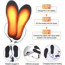 Heated Insoles Rechargeable - Reusable Cut to Size - Washable Electric Heating Insole USB - Warm Insoles for Winter Men Women