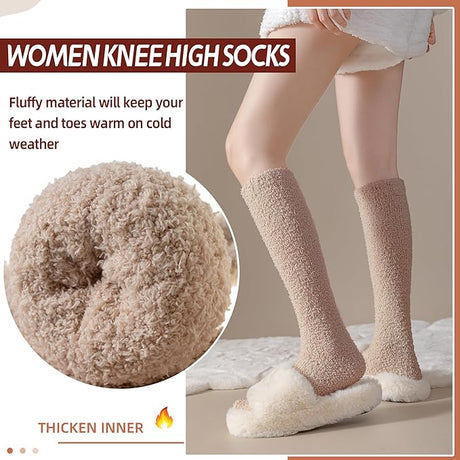 Fleece Socks - Fall/Winter Series - Thick Boot Socks - Double-Sided Velvet - Soft and Fluffy - Non-Fluffing - One Size - 3 Pairs