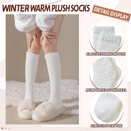 Fleece Socks - Fall/Winter Series - Thick Boot Socks - Double-Sided Velvet - Soft and Fluffy - Non-Fluffing - One Size - 3 Pairs
