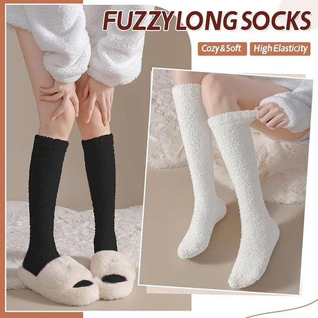 Fleece Socks - Fall/Winter Series - Thick Boot Socks - Double-Sided Velvet - Soft and Fluffy - Non-Fluffing - One Size - 3 Pairs