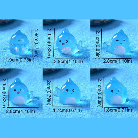 Aquarium Decoration – Ornaments – Mini Ocean Resin Animals – Luminous Mini Shark Figures – Durable & Non-Fading Resin – Glow-in-the-Dark Sea Animals – For Fairy Garden, Micro Landscape, Aquarium & Home Decor – Pack of 6