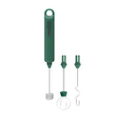Rechargeable Milk Frother - Handheld Electric Milk Frother with 3 Speeds and 3 Interchangeable Beaters - For Coffee, Latte, Cappuccino, Eggs, Hot Chocolate - USB, Portable, Green