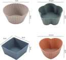 Paper Cupcake Cases – Mini Baking Pan – Mini Cake Molds – Baking Tools – Round, Square & Heart Shaped Silicone Molds – Heat Resistant, Reusable, Flexible and Non-Stick – Perfect for Baking, Parties & Birthdays – Pack of 24